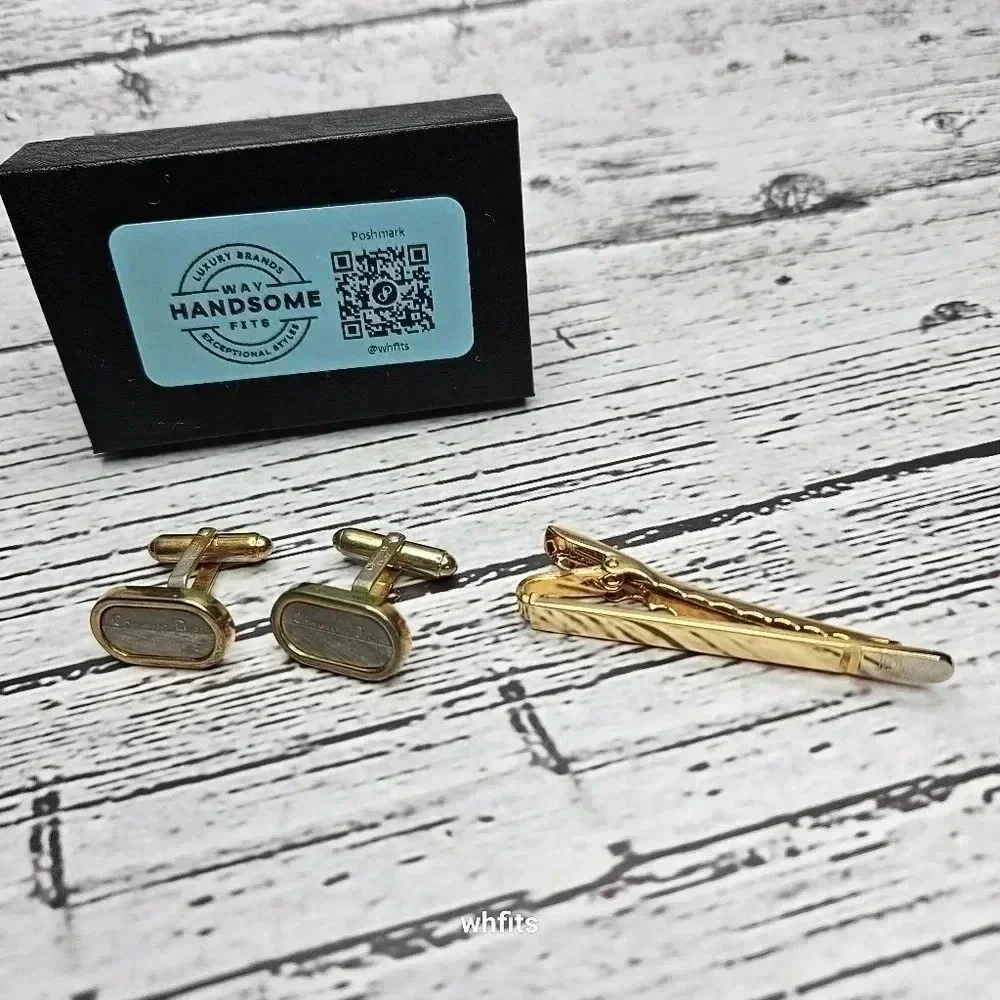 Christian Dior Cufflink and Tie Bar set